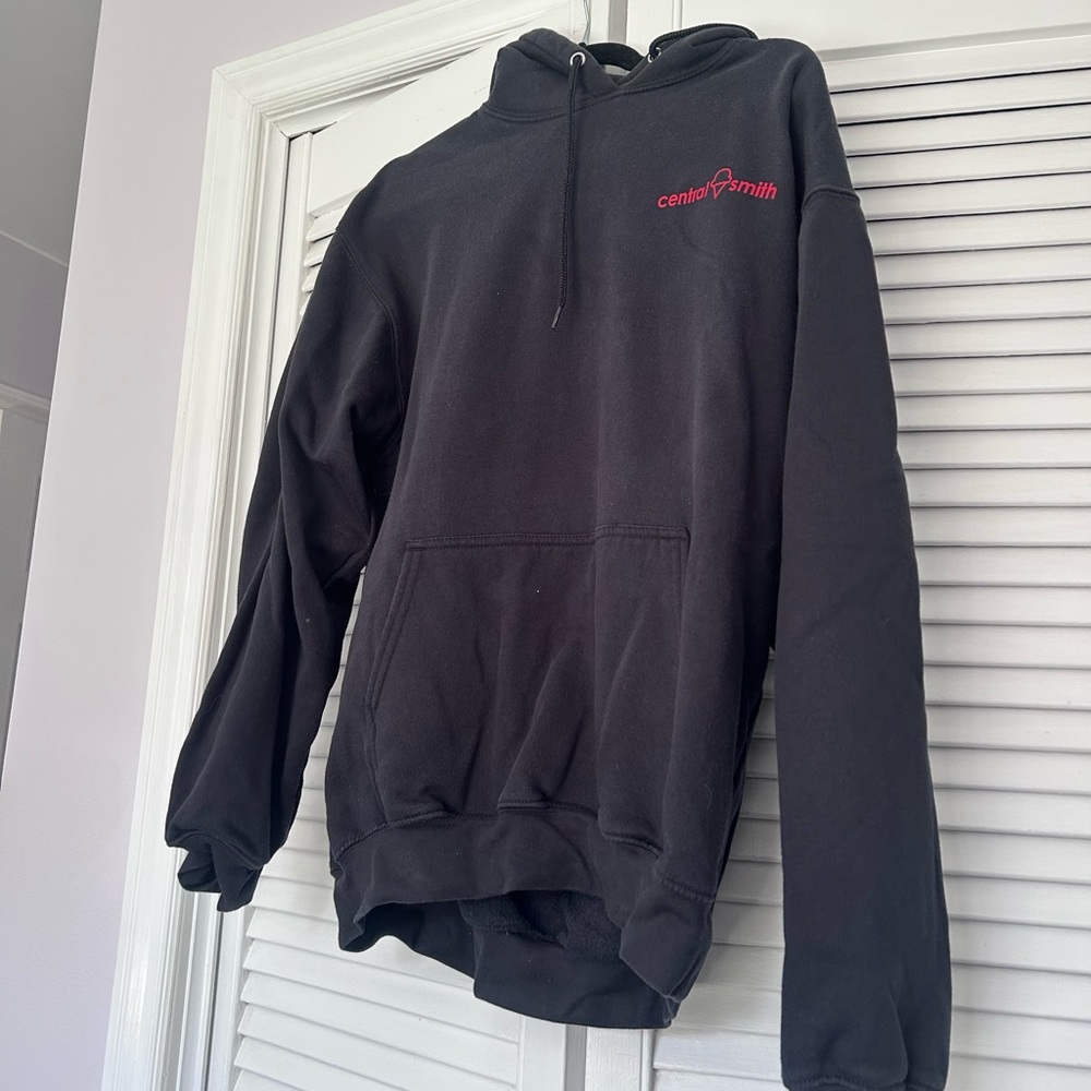 Central Smith Black Hoodie with Small Red Logo